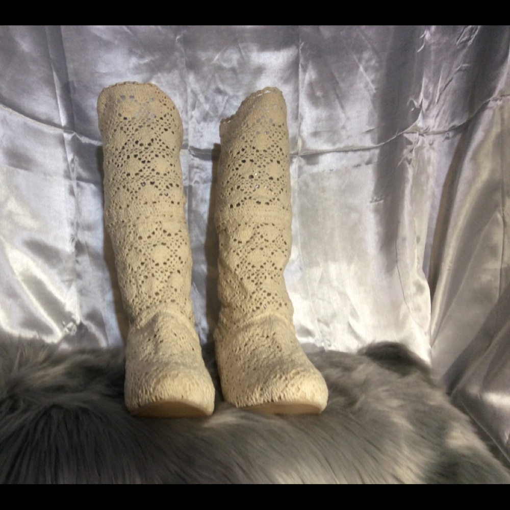 Brand New Crocheted Knee High Boots